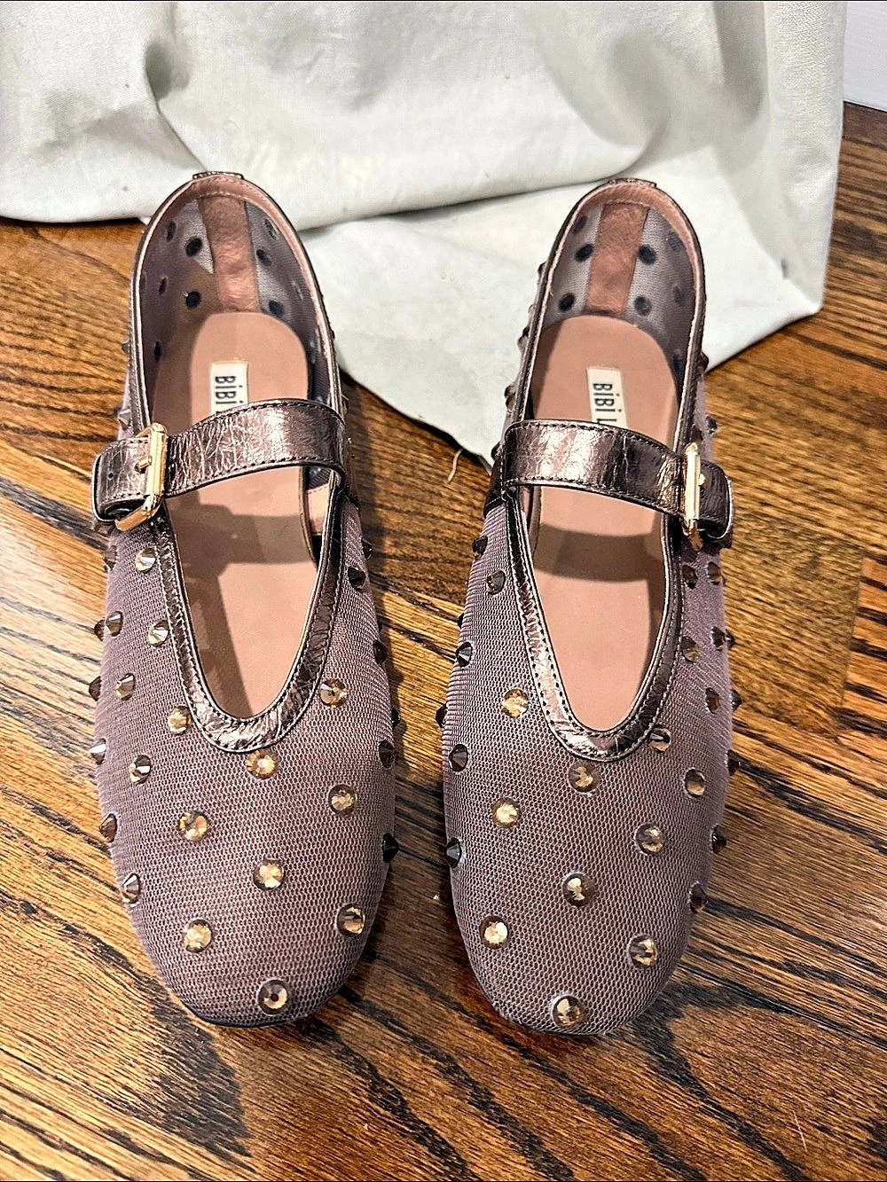 Bibi Lou Studded Mary Jane Heels in Brown EU 38